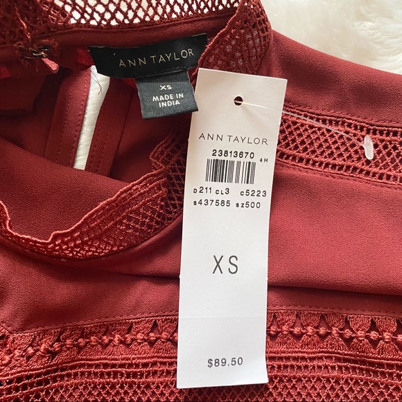 NEW Ann Taylor Fringe Detail Pleated Blouse - Picture 6 of 8